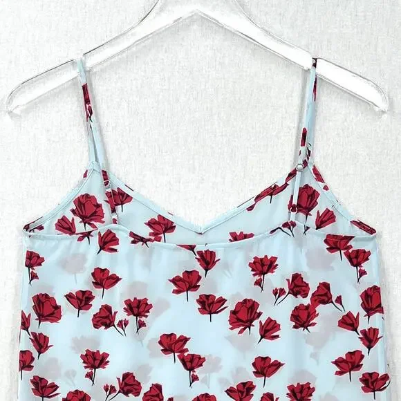 EQUIPMENT Layla Floral Print Silk Cami Tank Womens XS Blue Red Spaghetti Strap - Picture 10 of 16